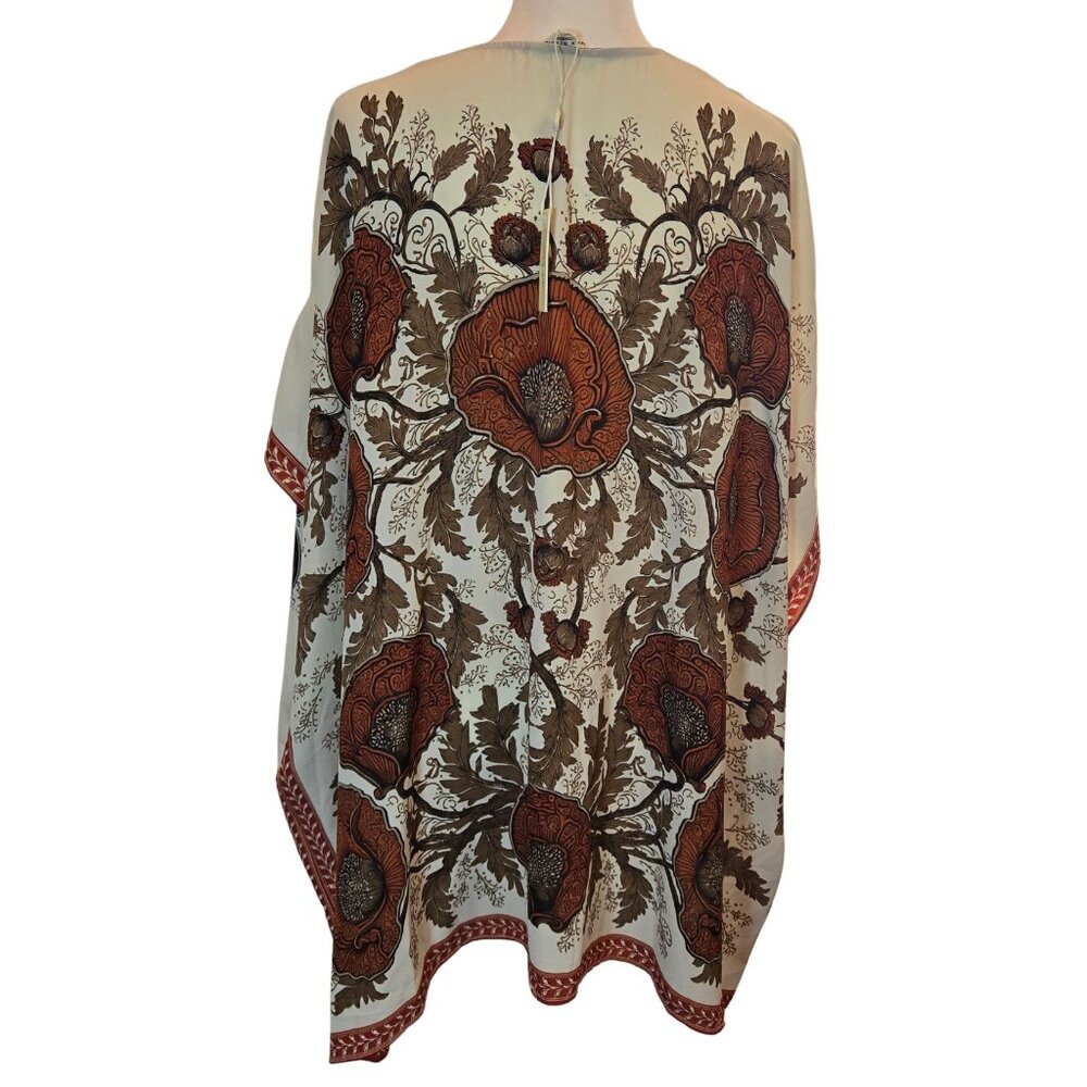 MAX STUDIO Women Short Sleeve Ruana /Kimono/Coverup Sz: S Rust/Brown - Picture 2 of 10